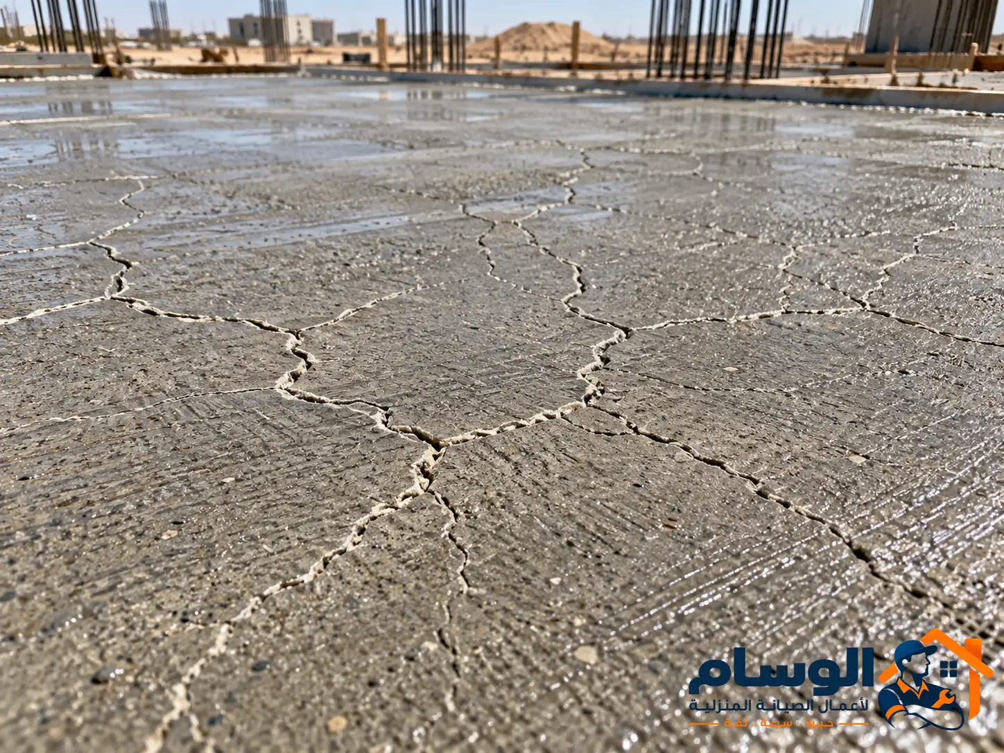 شروخ الانكماش اللدن على سطح خرسانة طازجة